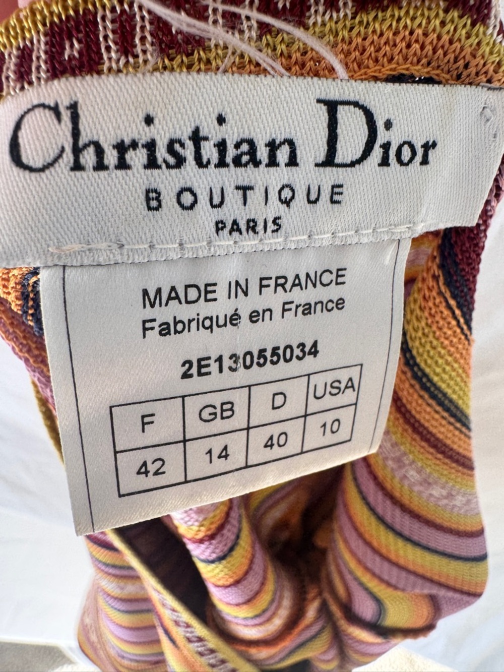Christian Dior by John Galliano Vintage Striped Fringe V-Neck Long Sleeve Top - Picture 8 of 14